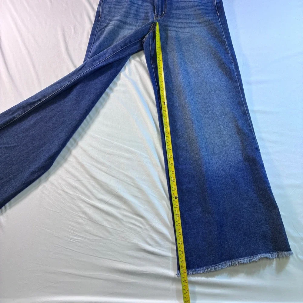 Roxy Women Wide Leg Jeans Medium Wash Raw Hem High Rise Denim Size 5 NWT